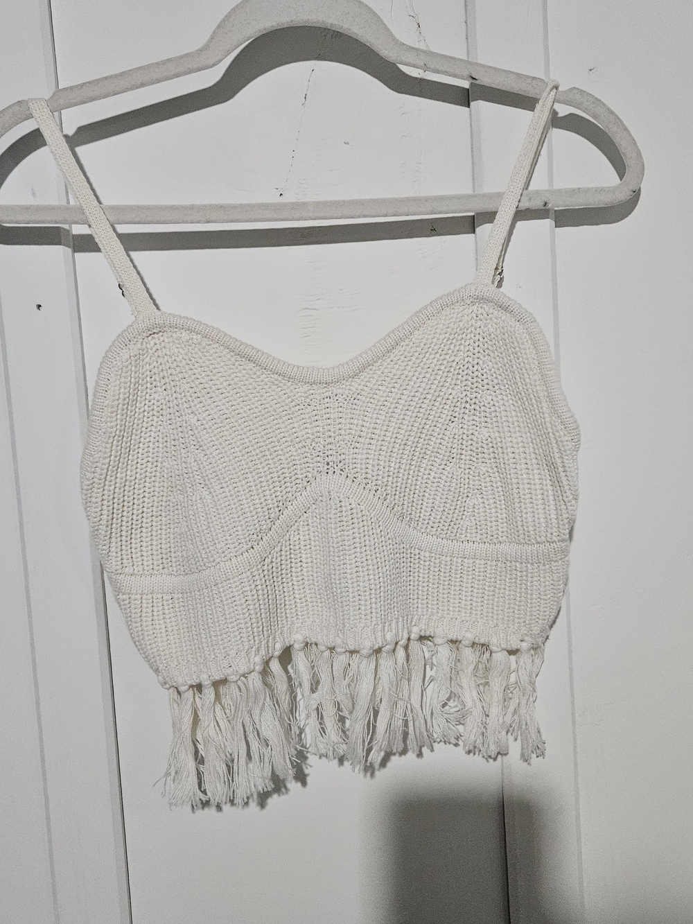 wild fable Cream Knit Fringe Tank Top